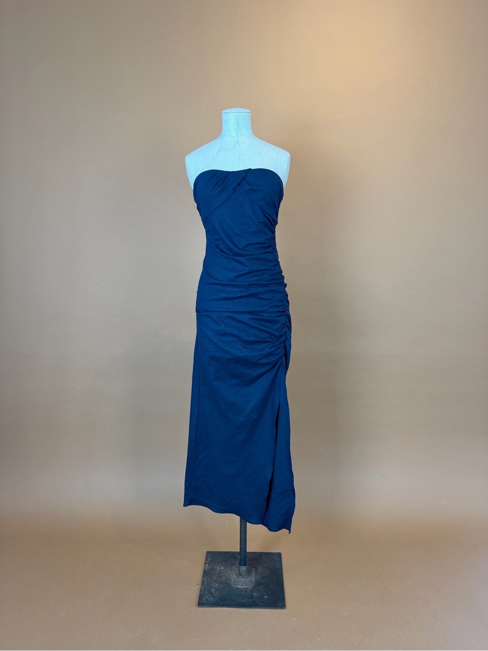 Zara Strapless Navy Ruched Dress